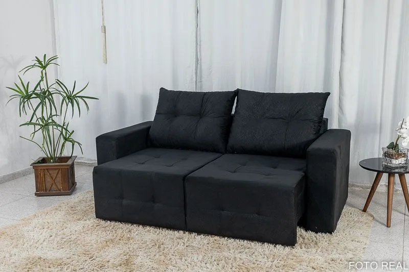Estofado Retratil Duda 180 2×90 Veludo Inca Preto 06 Diviminas
