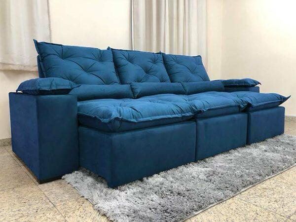 Estofado Retratil Reclinavel Fenix 270 3×73 Veludo Inca Azul 18 Diviminas