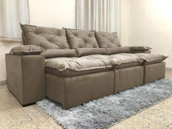 Estofado Retratil Reclinavel Fenix 270 3×73 Veludo Inca Capuccino 02 Diviminas