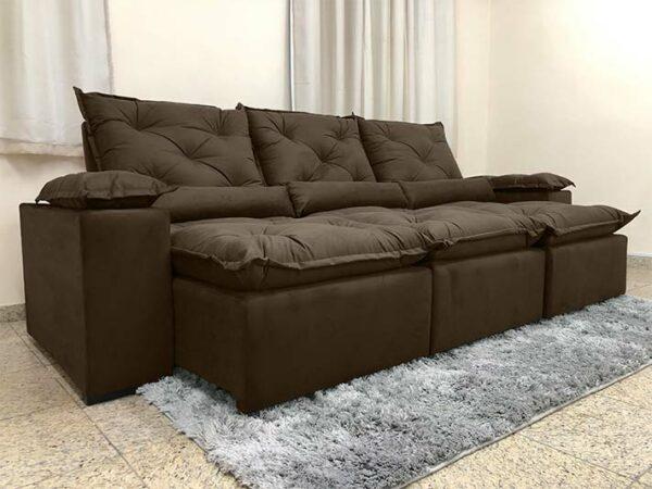 Estofado Retratil Reclinavel Fenix 270 Veludo Marrom 02 Diviminas