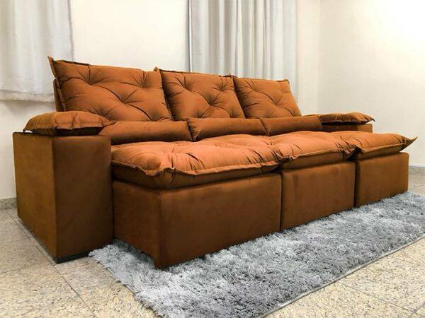Estofado Retratil Reclinavel Fenix 270 3×73 Veludo Inca Terracota 23 Diviminas