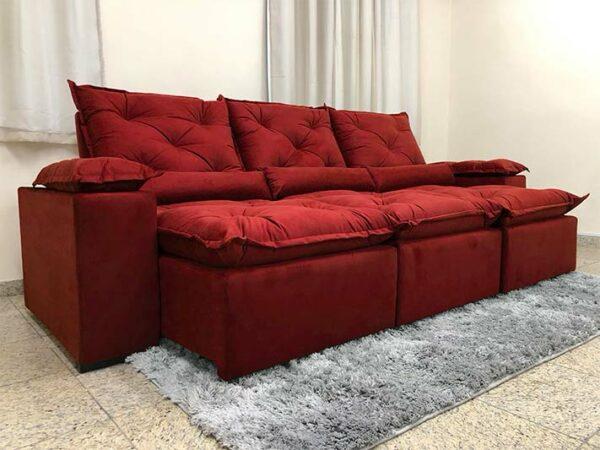 Estofado Retratil Reclinavel Fenix 270 3×73 Veludo Inca Vermelho 18 Diviminas