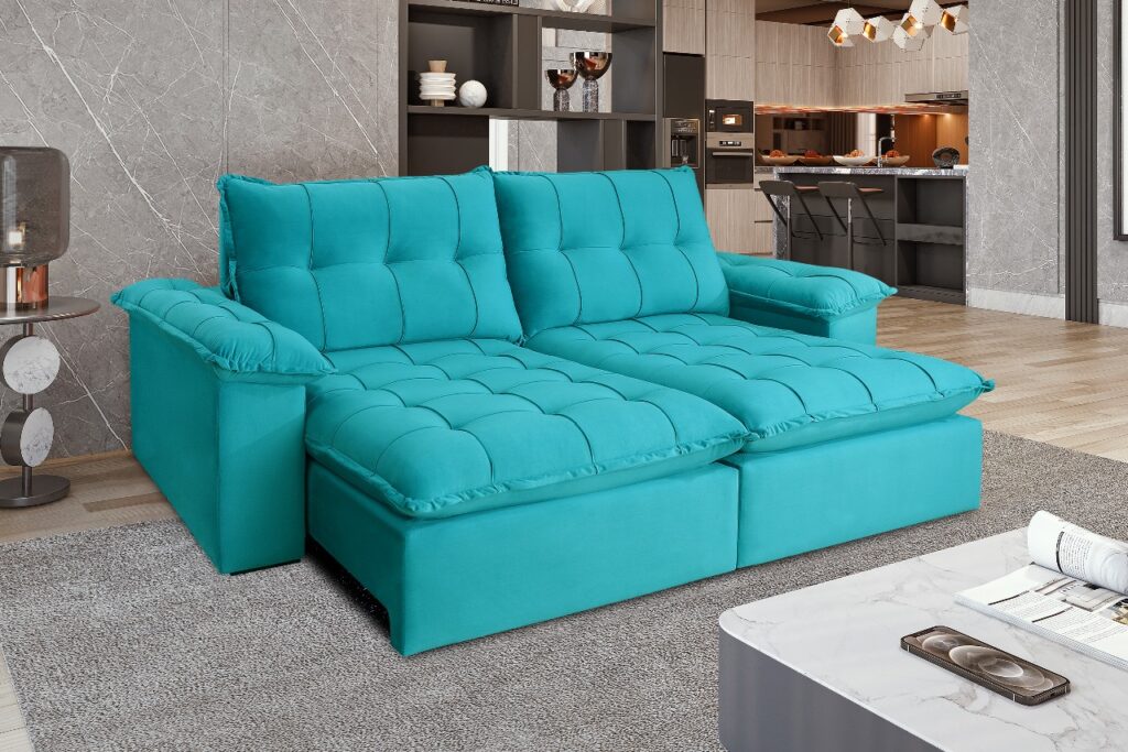 Estofado Retratil Reclinavel Iriri 290 2×120 Veludo Tiffany Idealle