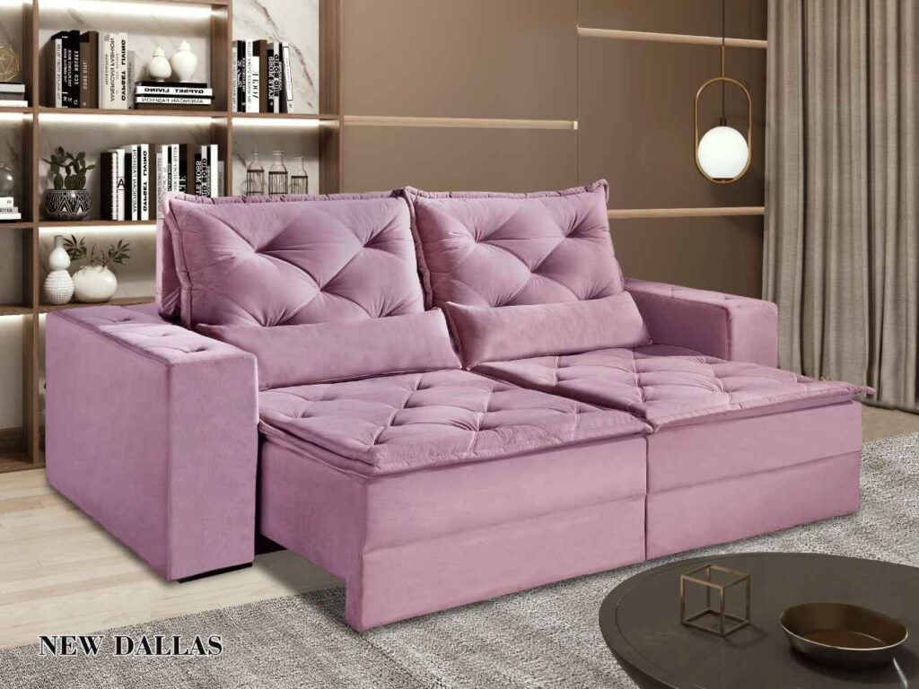 Estofado Retratil Dallas 190 2×70 Rose Inca 14 Idealle