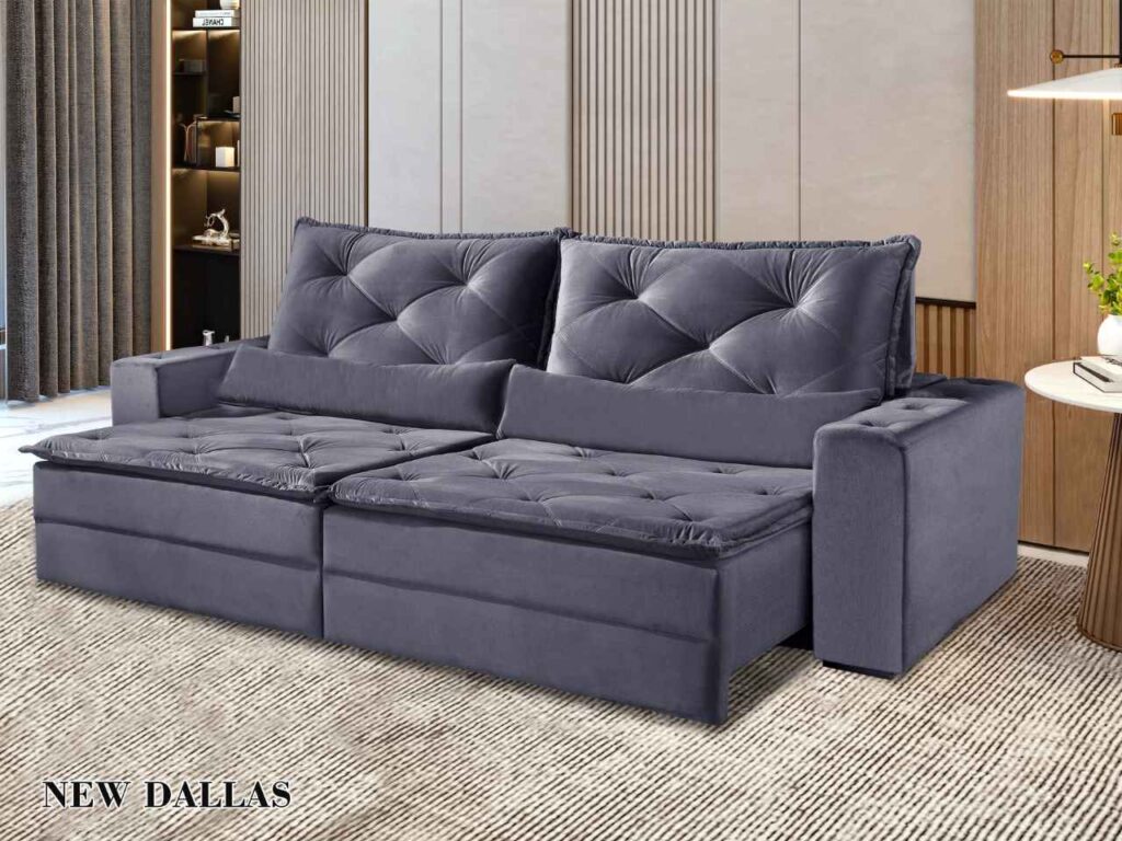 Estofado Retratil Dallas 250 2×100 Grafite Inca 10 Idealle