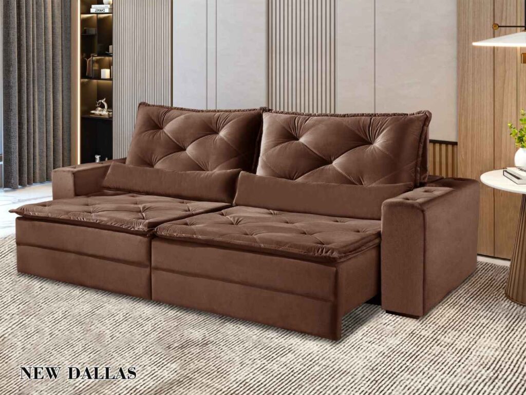 Estofado Retratil Dallas 250 2×100 Marrom Inca 17 Idealle