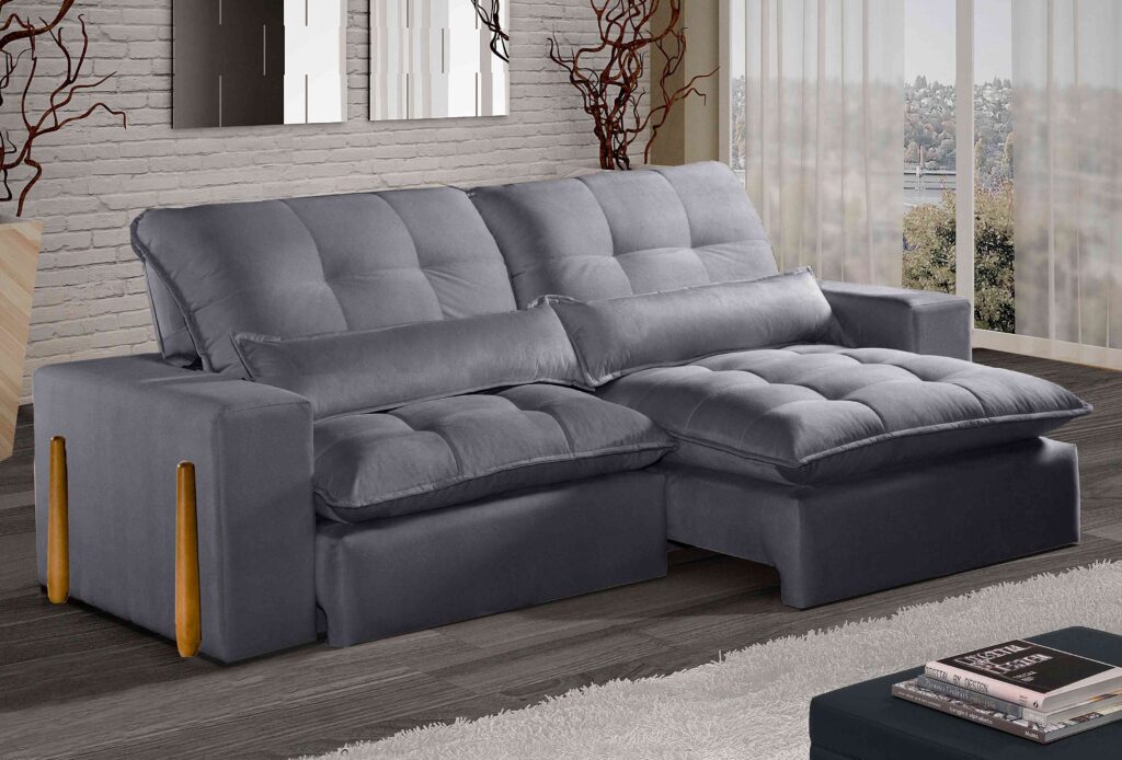 Estofado Retratil Reclinavel Itaoca.Fitipaldi 210 2×80 V Grafite 10 Idealle