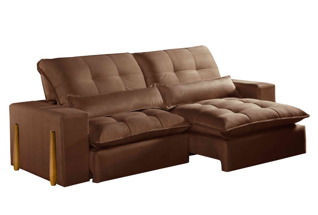 Estofado Retratil Reclinavel Itaoca.Fitipaldi 250 2×100 V. Marrom 17 Idealle