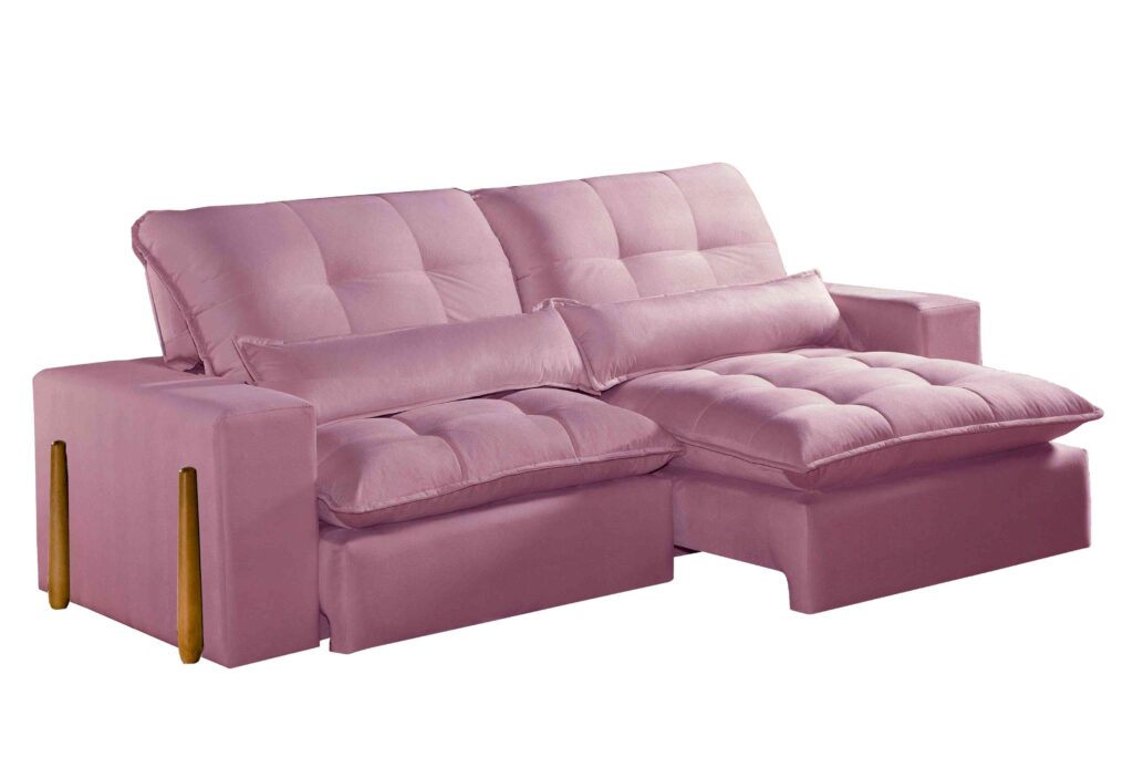 Estofado Retratil Reclinavel Itaoca.Fitipaldi 210 2×80 Vel Rose 14 Idealle