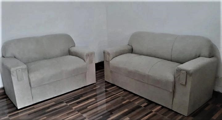 Conjunto Estofado Xa… 2x3Lgs Suede Bege Metalon Estof
