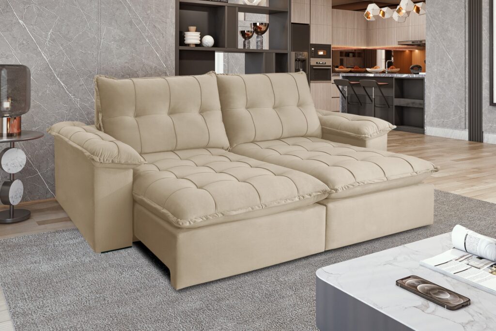 Estofado Retratil Reclinavel Iriri 250 2×100 Vel Capuccino 15 Idealle