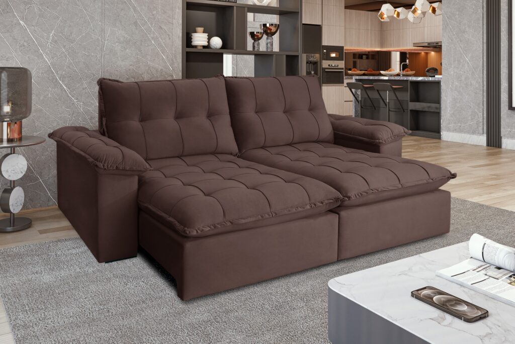 Estofado Retratil Reclinavel Iriri 250 2×100 Vel Marrom 17 Idealle