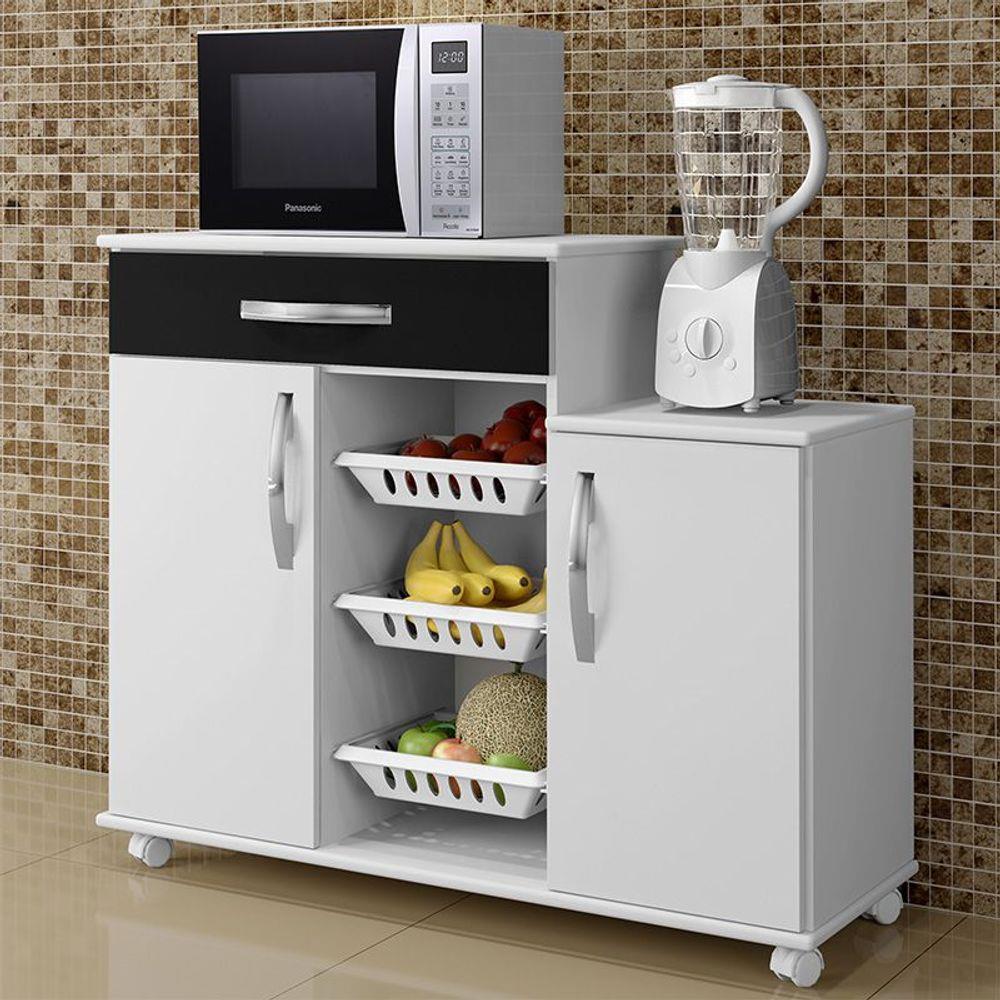Fruteira Teresina Master 2P1G3C Branco.Preto Arte Moveis