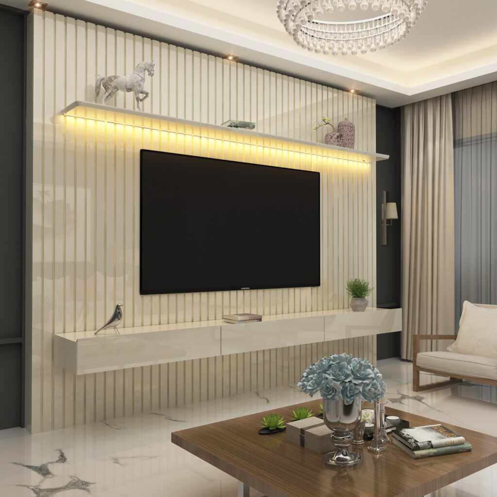 Home Nobre Ripado 230 1P3G com LED Off White.Off White Gelius