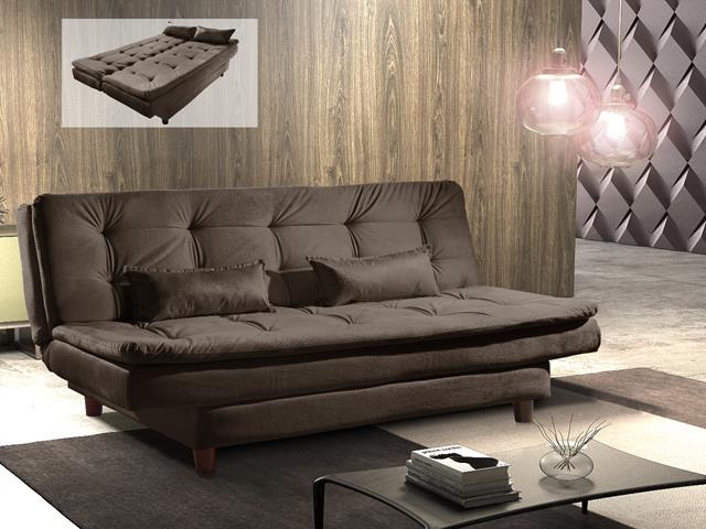 Sofa Cama Premium 3Lgs 2 Estagio 2263B Marrom Luxury