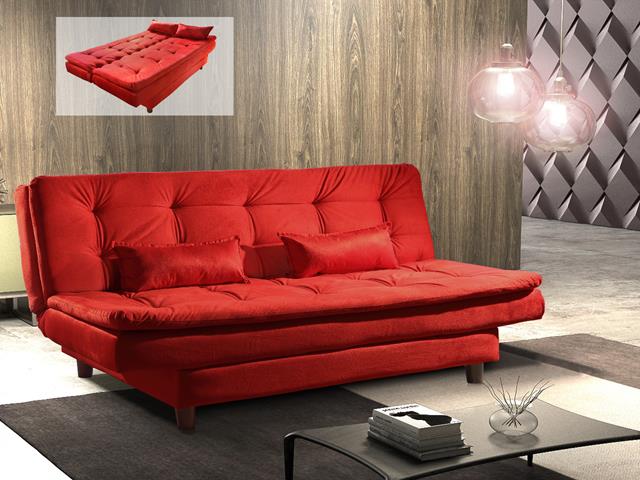 Sofa Cama Premium 3Lgs 2 Estagios 2227B Vermelho Luxury