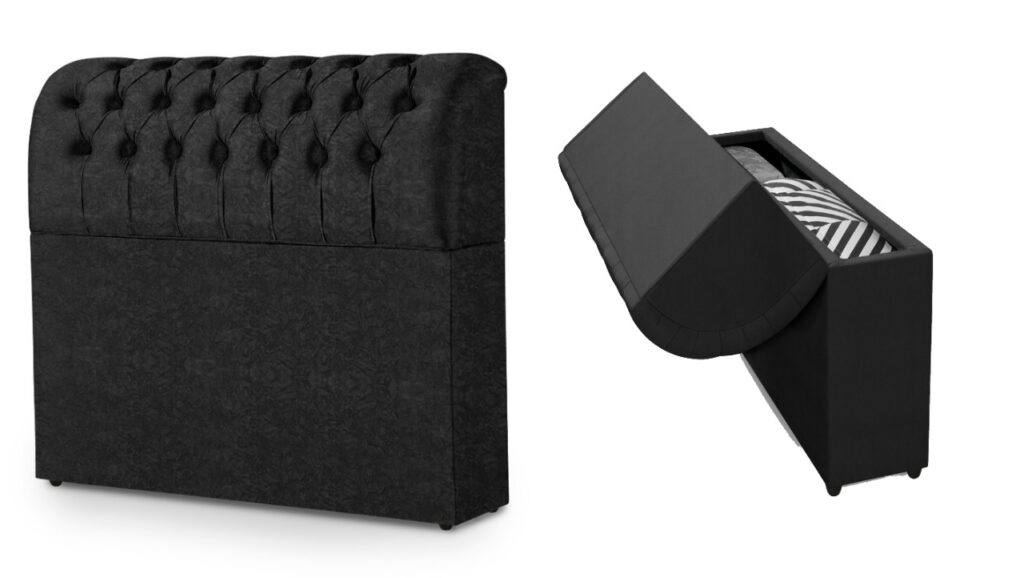 Cabeceira Casal Comodino Premium Pavia Preto 201 Bonan