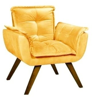 Poltrona Jamile Suede Amarelo 512 Inca 18 D Salla Estofados