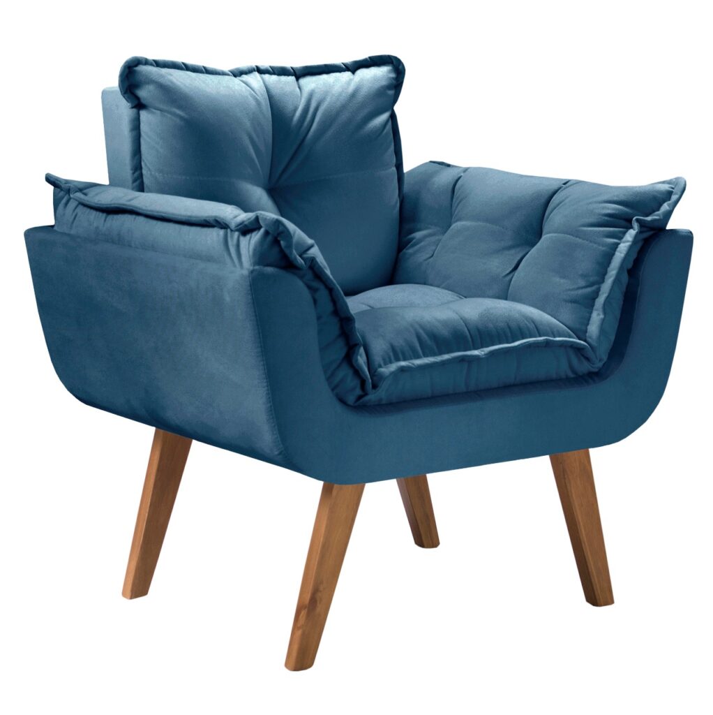 Poltrona Jamile Suede Azul Marinho 505 Inca 24 D Salla