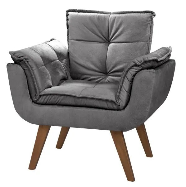 Poltrona Jamile Suede Cinza Grafite 502 Inca 10 D Salla Est