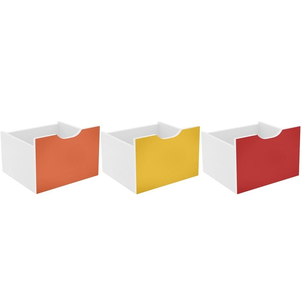 Kit 3 Gavetas Organizadoras Laranja.Amarelo.Vermelho Qmovi