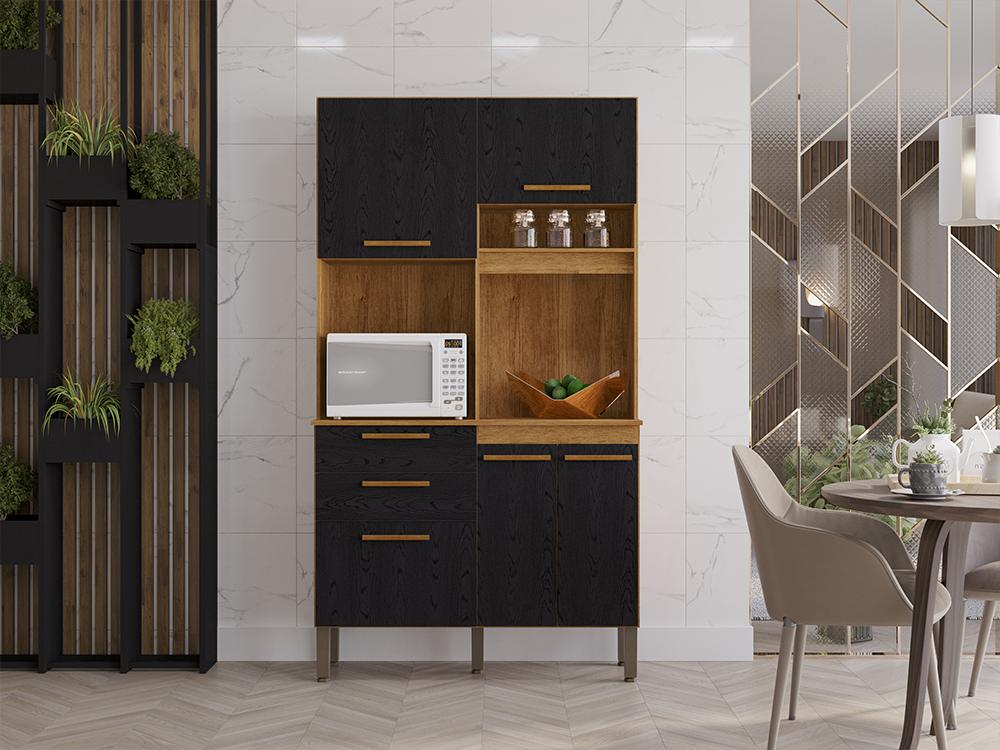 13994.Kit Cozinha Dubai 5P2G Cinamomo.Preto Salleto