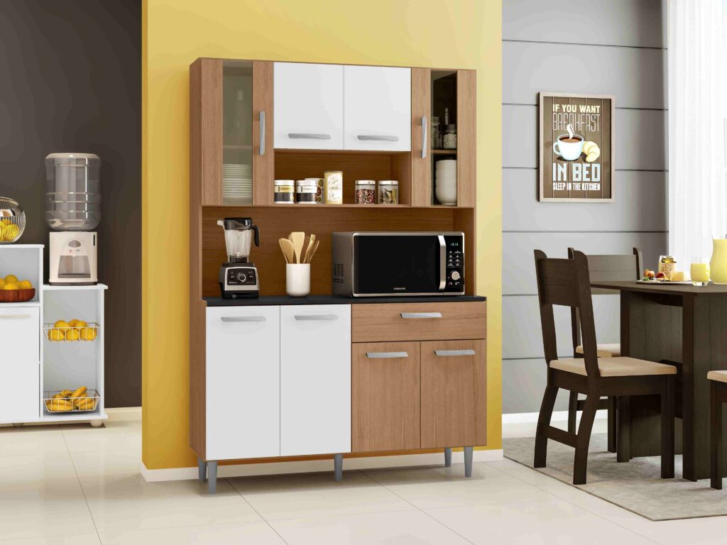 Kit Cozinha Gabi 120 8P1G1N Carvalho.Branco Poliman