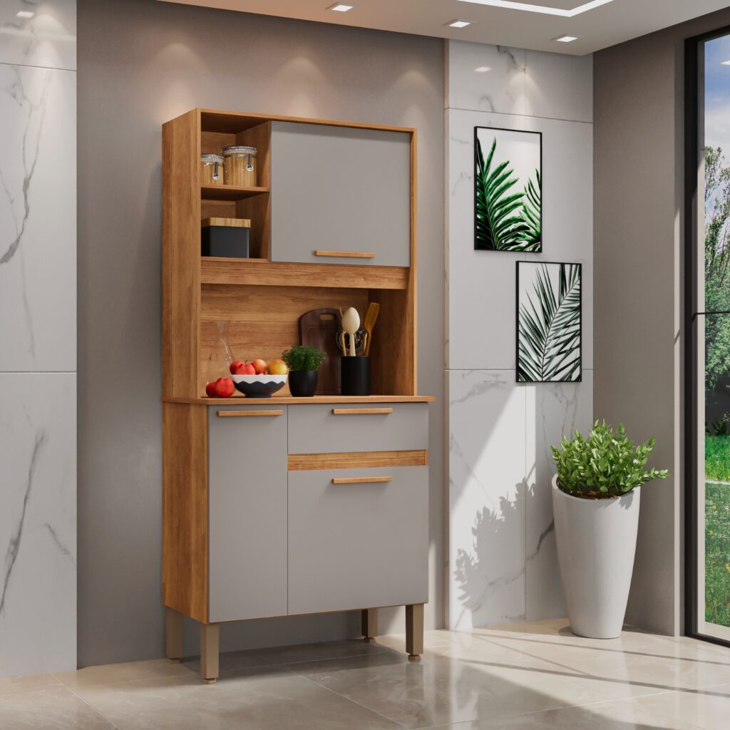 14957.Kit Cozinha Lia 3P1G Cinamomo.Off White Salleto