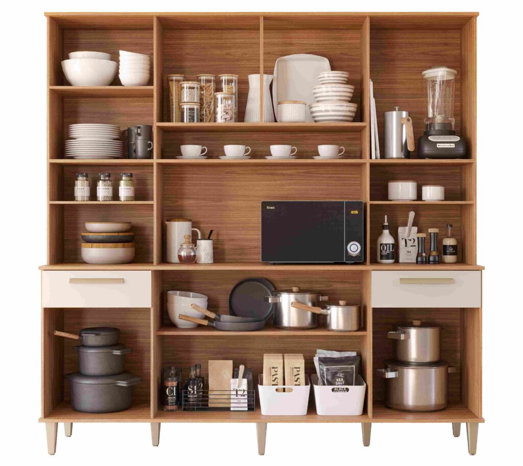 Kit Cozinha Livia 200 8P2G Visualizacao Interior MGM Moveis