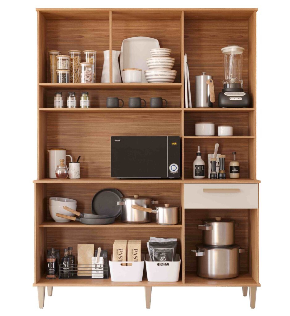 Kit Cozinha Mila 150 6P1G Visualizacao Interior MGM Moveis