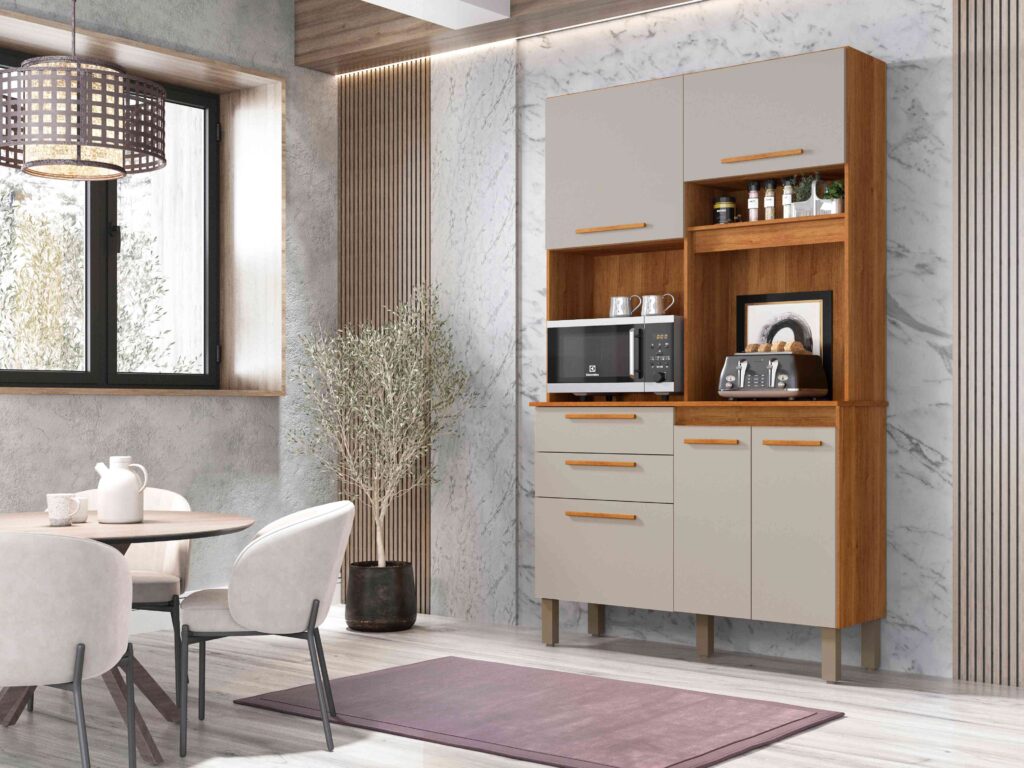 13994.Kit Cozinha Dubai 5P2G Cinamomo.Off White Salleto