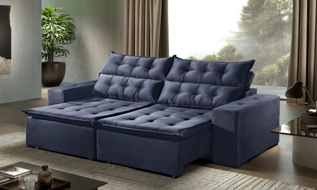 Sofa Retratil Reclinavel Leme 250 Azul 2699.10 Innove
