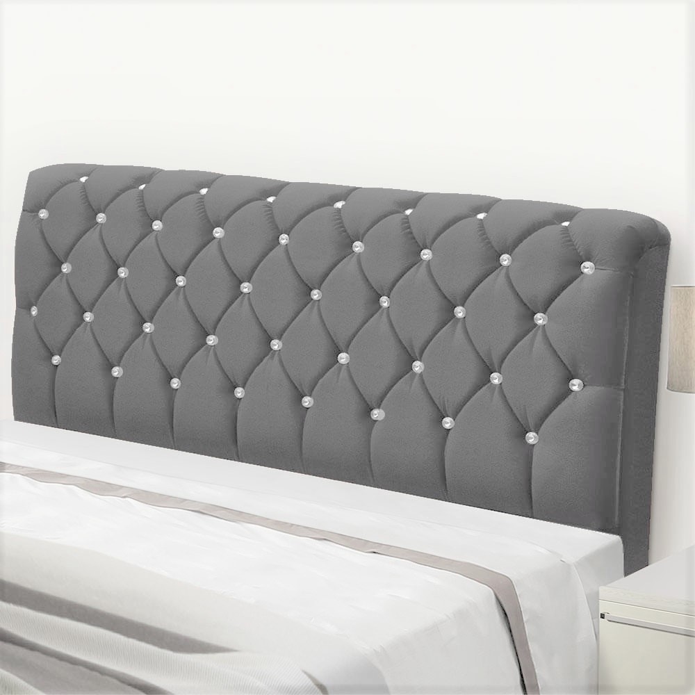 Cabeceira Solteiro Luxuria 90 Veludo Chumbo 1704 SR Cabec