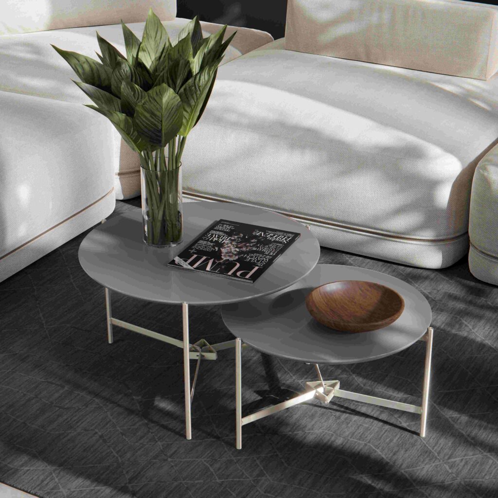 Jogo Mesas Centro Prisma Cinza EJ Moveis