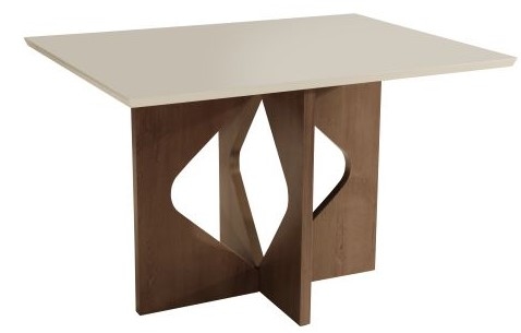 Mesa Moscou 170×90 Tmp Mdf Vidro Chocolate.Off White Cel