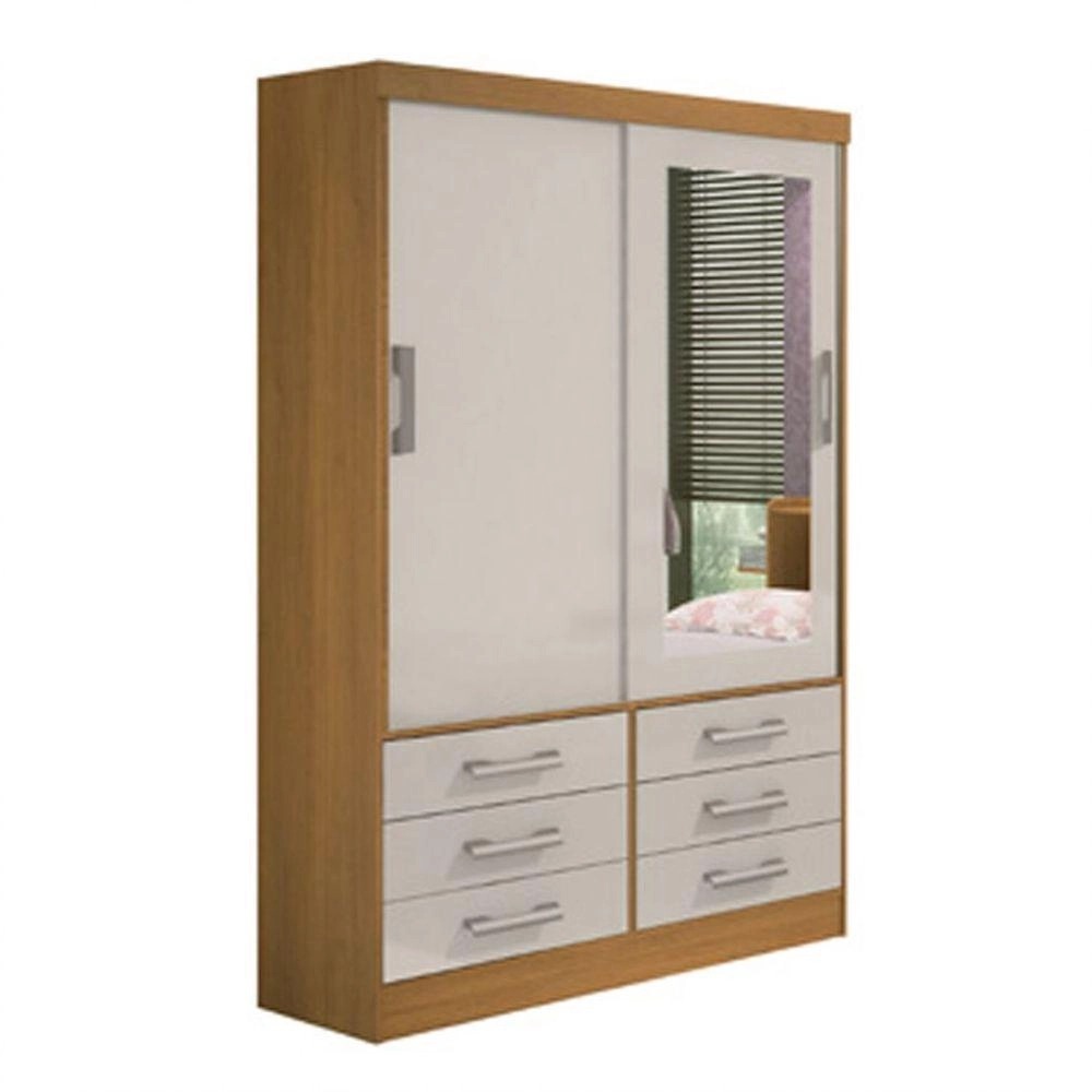 Roupeiro Meridian Plus 2P6G com Espelho Cinamomo.OffWhite D Doro