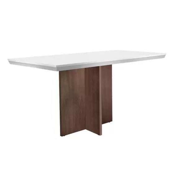 Mesa Berlim 120 Tmp MDF Vidro Cafe.Off White Rufato