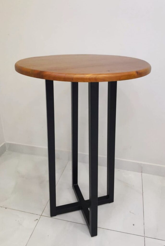Mesa Bistro Coliseu Avulsa Tampo Madeira Macica Freijo Base Preto Fosco Paonanda