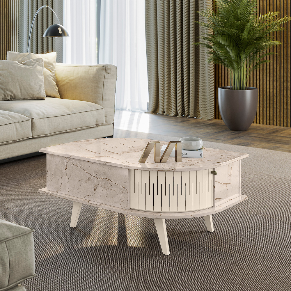 Mesa de Centro Indianapolis 2P Calacata.Off White Madetec