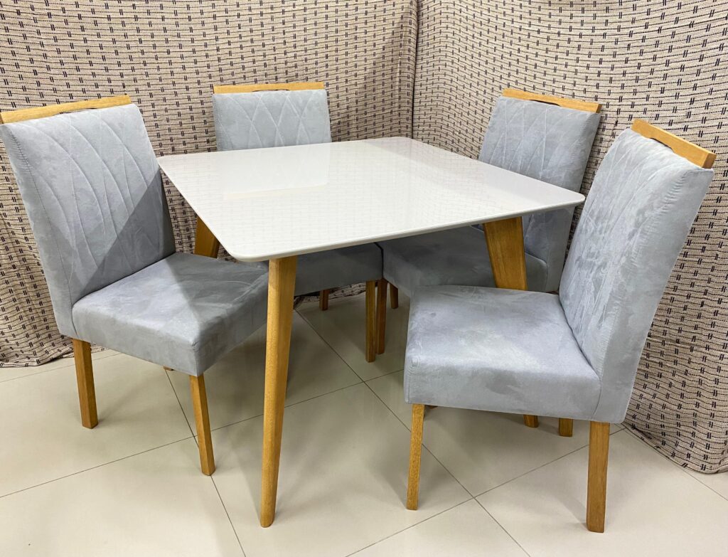 Mesa Jade.Slim 100×80 Tampo Malaga MDF.Vdr com Base Slim Imbuia Mel.Off White Carvalho Decor