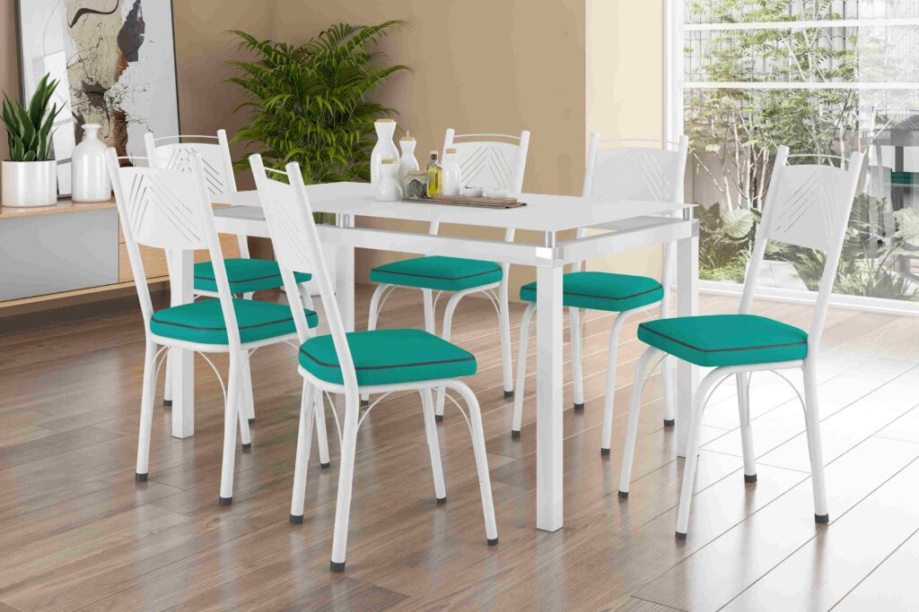 Mesa Malva TpVdr 140×80 6Cds 151 Branco.Turquesa Artefamol