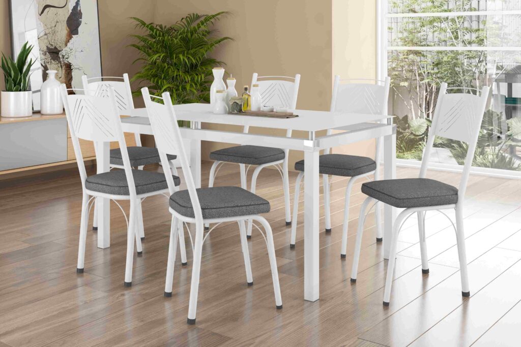 Mesa Malva TpVdr 140×80 6Cds 151 Branco.Cinza Artefamol