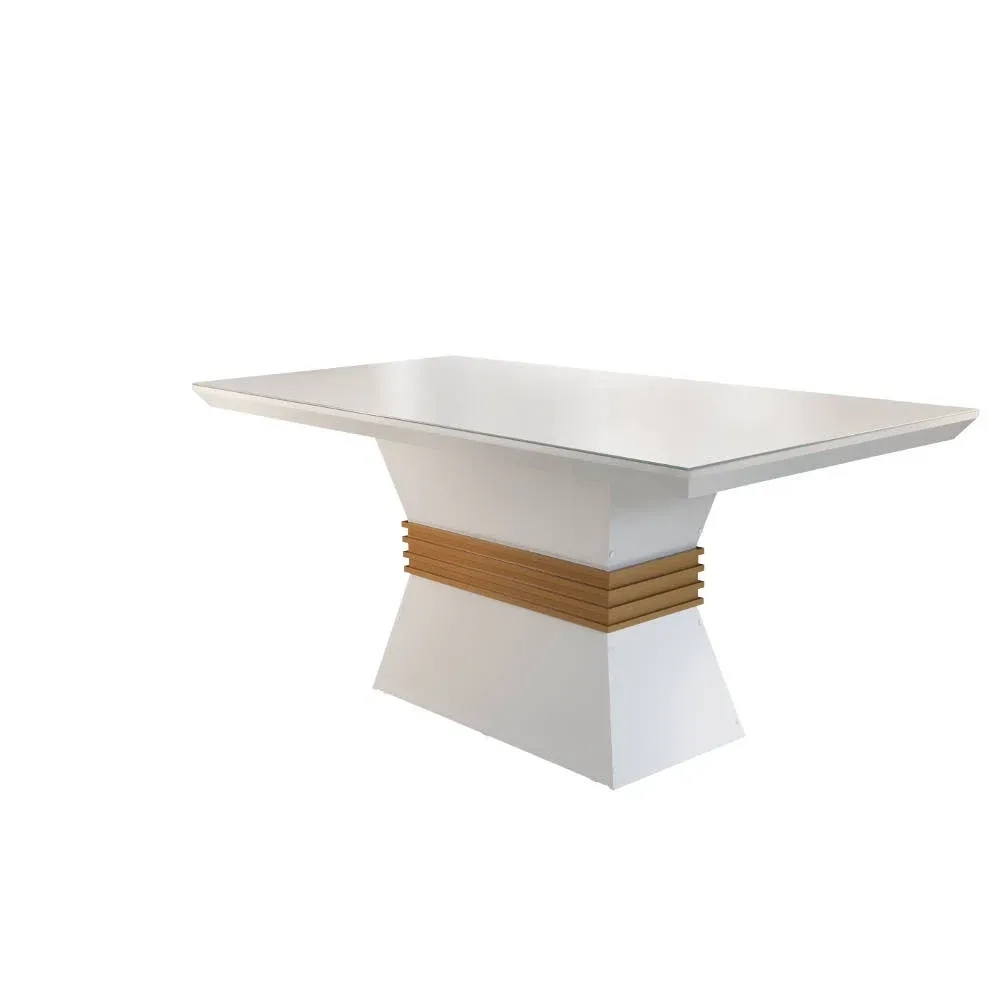 Mesa Agata 180 Tmp MDF Vdr Base Off White Dt Imbuia Rufato