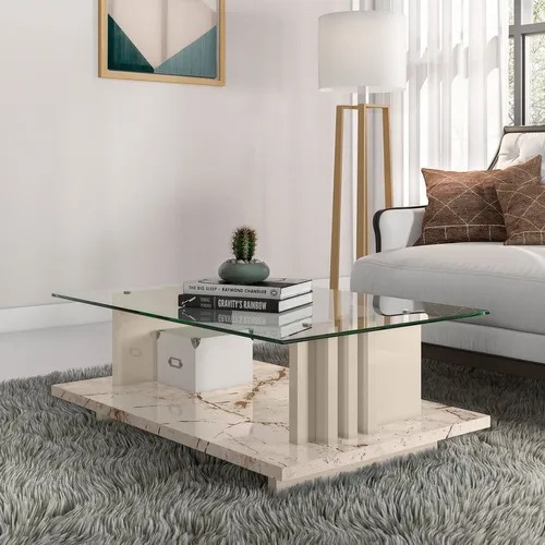 Mesa de Centro Frizz Calacata.Off White Madetec