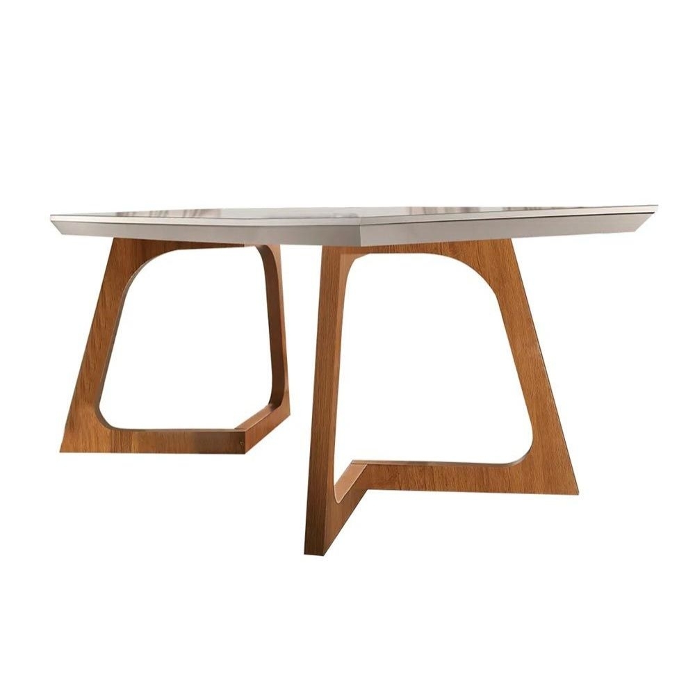 Mesa Dafne 180 Tp MDF Vdr Cto Reto Imbuia.Off White Rufato