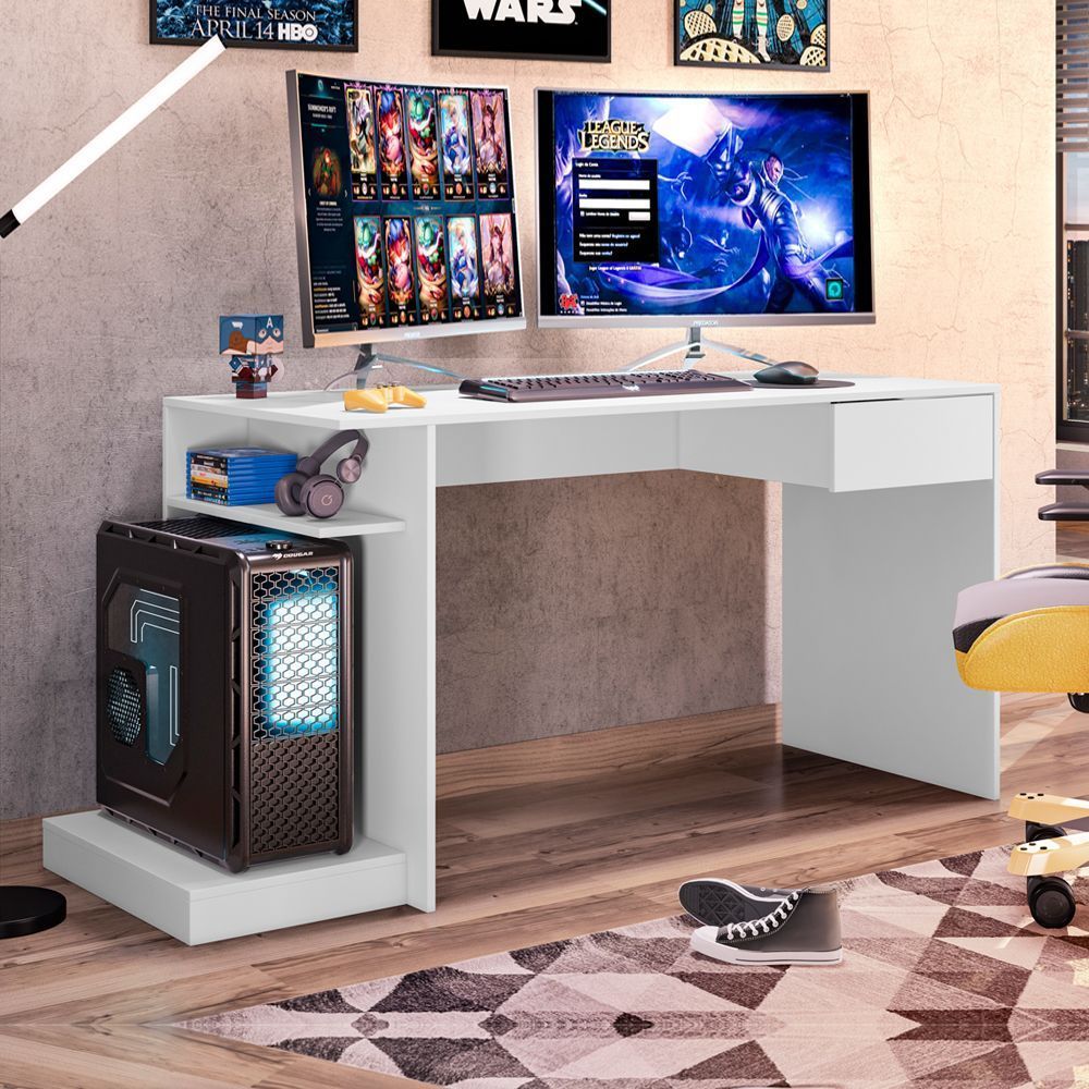 Mesa Gamer Rubi Branco Fosco Mobler