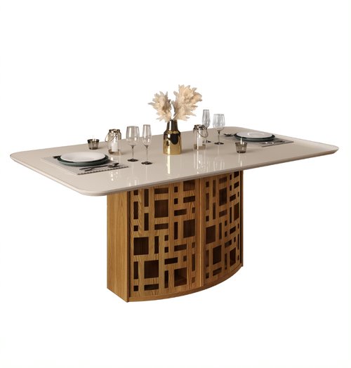 Mesa Kali 170 Tmp MDF.Vdr Carvalho Nobre.Off White DJ Moveis