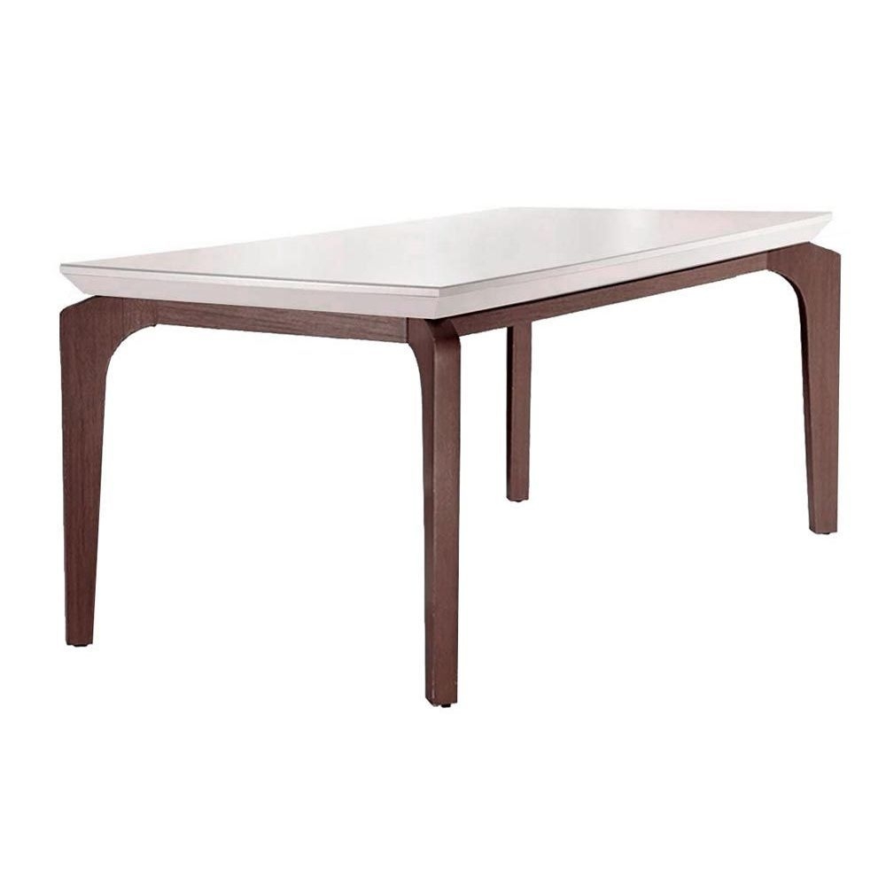 Mesa Londrina 120 Tmp MDF.Vidro Cafe.Off White Rufato