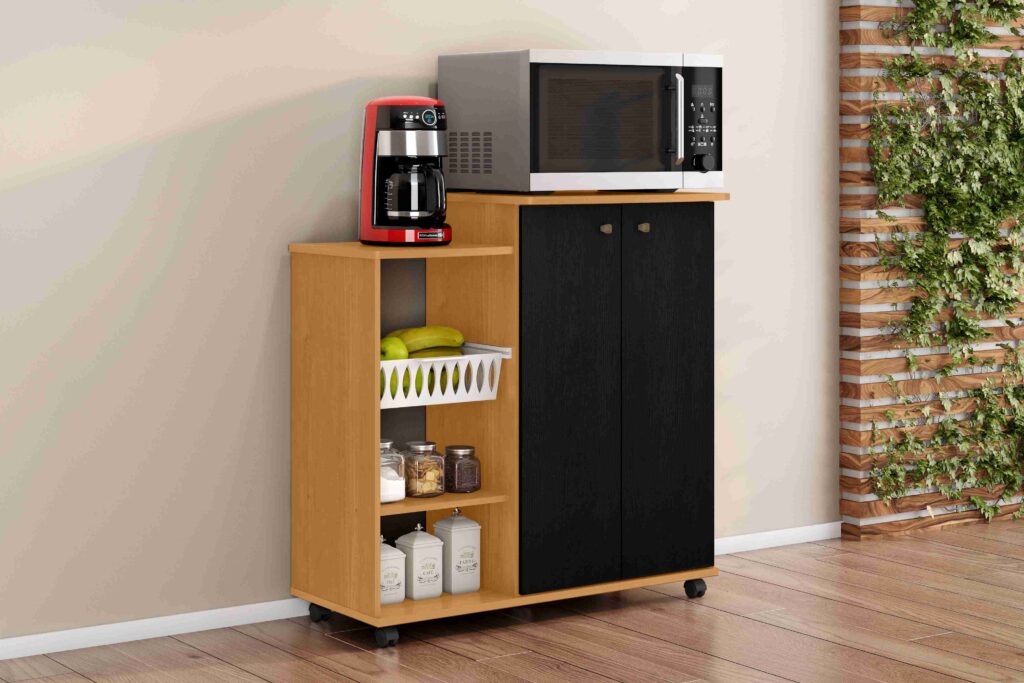 Armario Multiuso Pratico 2P Cinamomo.Preto Catedral Zanzini Moveis