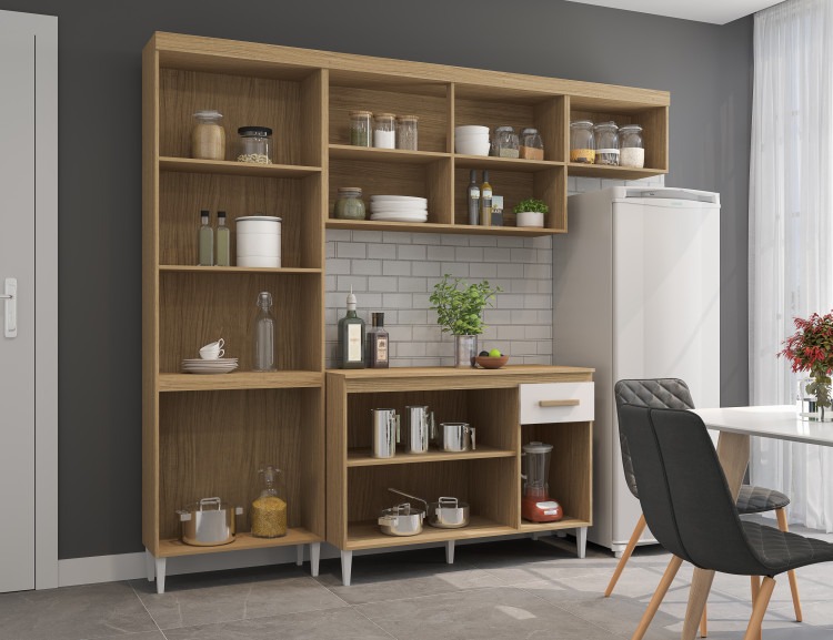 Cozinha Naiomi com Balcao 7P1G Visualiz Interna Aramoveis